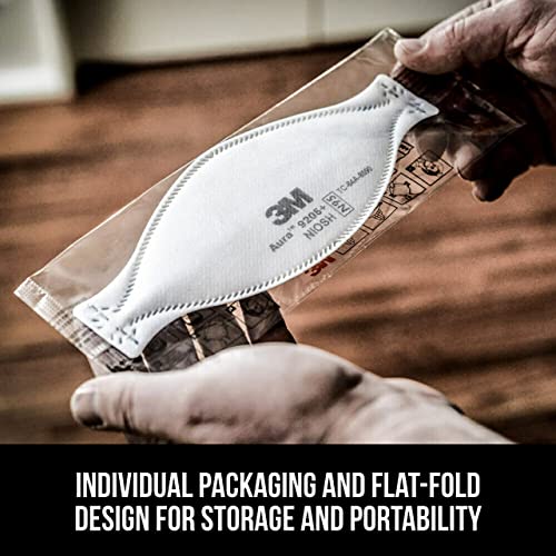 3M Aura Particulate N95 Respirator 9205+, Flat Fold Lightweight Design, Non-Valved, 20 Count (Pack of 1) 3M