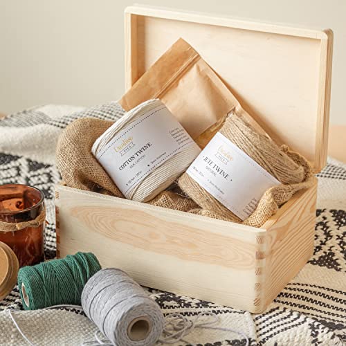 Creative Deco Large Wooden Storage Box with Hinged Lid | 11.8 x 7.87 x 5.51 inches (+-0.5) | Plain Unpainted Gift Box for Shoes Crafts Clothes Creative Deco