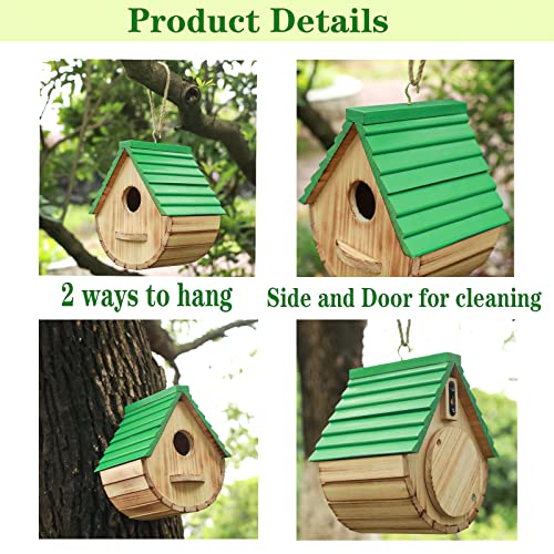 STARSWR Bird House,Outdoor Birdhouse, Natural Wooden Bird Houses for Outside Clearance Bluebird Finch Cardinals Hanging Bird Box Garden Viewing STARSWR