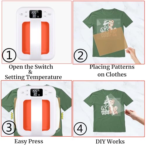 Heat Press Machine For T Shirts, 7" × 5" Portable Mini Heat Press Fast Even Heat, Easy Press T Shirt Printer Machine for HTV Vinyl and Heat Transfer KORGOL