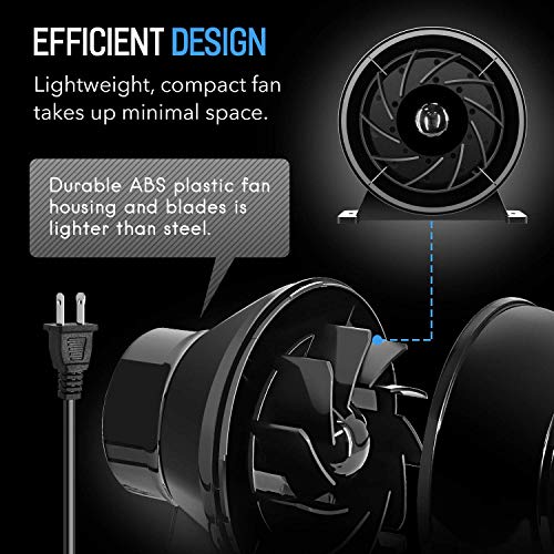YSSOA 4 Inch Inline Duct Ventilation Fan 195 CFM HVAC Vent Blower Exhaust Booster for Hydroponics Grow Tent, Quiet YSSOA