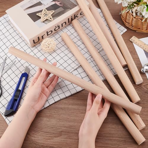 OLYCRAFT 6Pcs Dowel Rods Wood Sticks 17.7 inch Long Unfinished Wooden Sticks 1 Inch Diameter Beech Wood Sticks Blank Wooden Dowel Rods Wooden Dowel OLYCRAFT