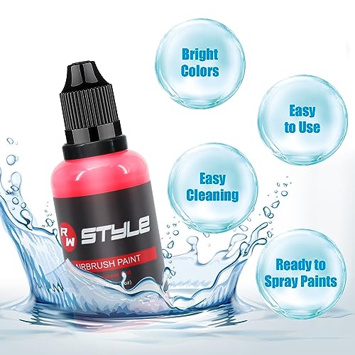 rhinowisdom Airbrush Paint - 24 Colors Airbrush Paint Set 1fl oz, Opaque & Brilliant Colors, Leather & Shoe Acrylic Air brush Paint Kit Ready to rhinowisdom