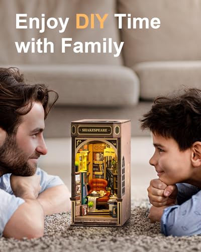 Rowood Book Nook,DIY Book Nook Kits for Adults,3D Wooden Puzzle Bookend Miniature Kit,Bookshelf Insert Decor Alley,Wood Craft Hobbies for RoWood