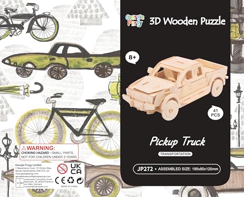 Georgie Porgy 3D Wooden Puzzles for Kids Toys Construction Woodcraft Kits DIY Model Puzzle Kits Birthday Gifts Pack of 3 (Sports Cars Off-Road Georgie Porgy
