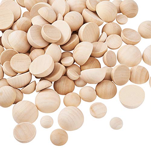 120pcs Half Round Wooden Balls Unfinished Wood Cabochons Split Wood Balls for DIY Decoration Craft Paint Ornaments (Burlywood, 14.5-29.5mm) EEE ELECRELIVE