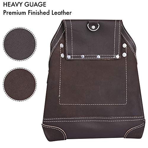 FUERI Leather Tool Pouch for Carpenters 10 Pocket Framers Belt Bag | High Gauge Premium Oil Tanned Leather Construction Maintenance Organizer Tool FUERI