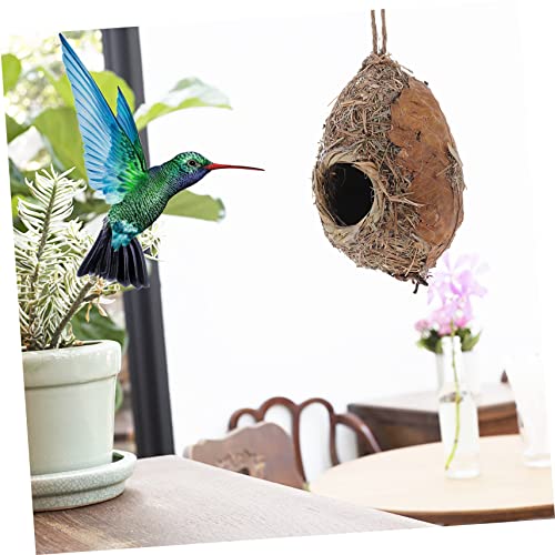 LIOOBO Straw Bird Nest Straw Bird Breeding Hummingbird Straw Toy Parrot Bird Bed Parrot Bed Unfinished Birdhouses Woven Bird Hut Out Door Decor LIOOBO