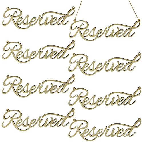 Hanging Wooden Reserved Table Sign Rustic Unfinished Reserved Signs for Wedding with Jute Hanging Rope Laser Cut Sign for Important Events Supplies(8 JEKEJIAJIU