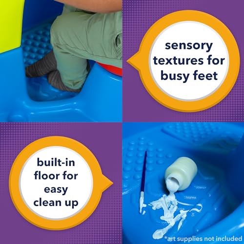 Simplay3 Creative Kids Art Desk Table and Chair Set with Attached Desk Chair, Full Floor and Art Storage Simplay3