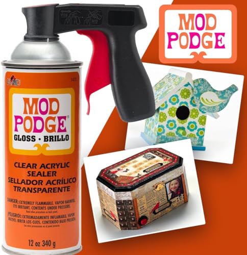 Mod Podge Spray Acrylic Sealer Glossy 2-Pack, Clear Coating Matte Paint Sealer Spray, Spray Can Sprayer Handle GRAS Art Bundles