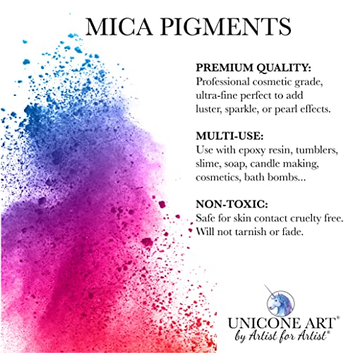 Crushed Crystal Mica Powder Pigment (56g) Multipurpose DIY Arts and Crafts, Cosmetic Grade, Soap,Resin Epoxy,Paint, Slime, Mold Making, Candle unicone art
