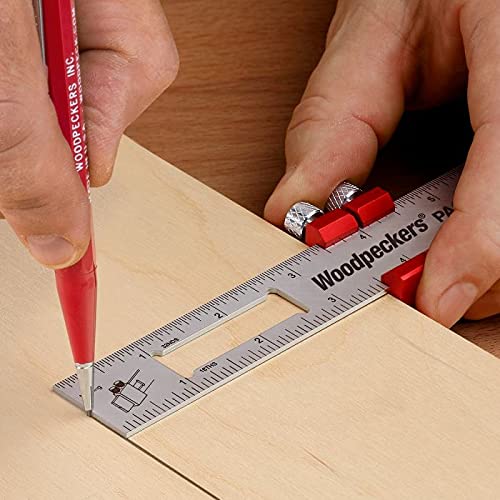Woodpeckers Paolini Pocket Rules, 8 Inch Stainless Steel Woodworking Ruler with Slide Stops Woodpeckers