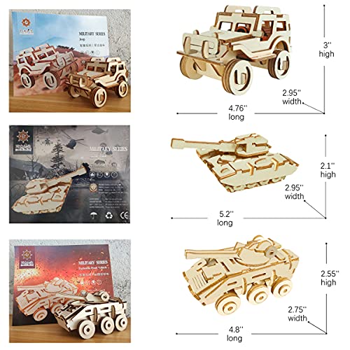 3D Wooden Puzzle - 6 Piece Set Wooden Car Brain Teaser Puzzle - DIY Assembly Car Building Model Kits - Wood STEM Toys Gifts for Kids and Adults Teens i-CHONY