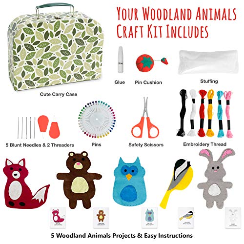 CraftLab Woodland Animals Kids Sewing Kit, Educational Arts & Craft Gift for Boys and Girls Ages 7 to 13 CraftLab