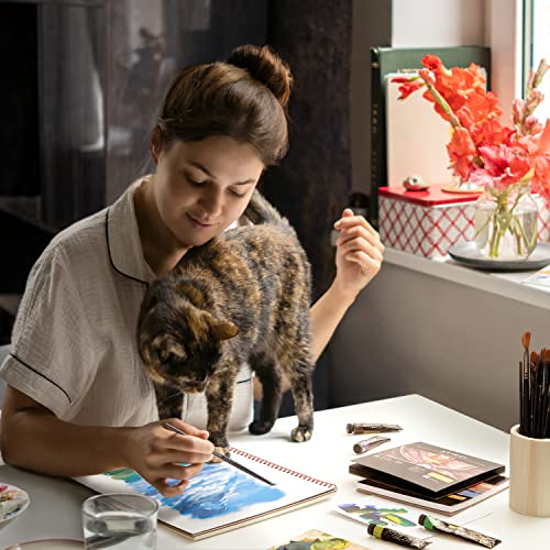 ARTEZA Acrylic Paint Set, 35-Piece Art Set, Includes 24 Acrylic Paints, 5 Brushes, 1 Paint Palette, 1 Paint Knife, 3 Painting Pads, and Storage Case, ARTEZA