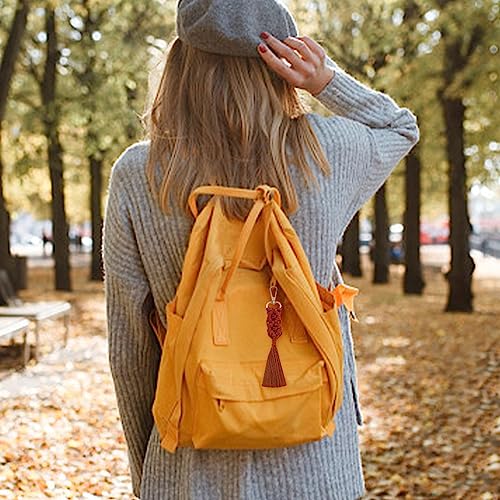 WEBEEDY 8 Sets Macrame Keychain Kit DIY Macrame Autumn Colors Keychain for Boho Bag Charm Macrame Kit for Adults Beginners WEBEEDY