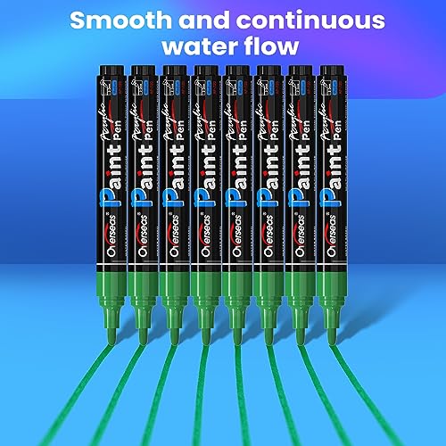 Overseas Green Paint Pens Paint Markers - Permanent Acrylic Markers 8 Pack, Water-Based, Quick Dry, Waterproof Paint Marker Pen for Rock, Wood, Overseas