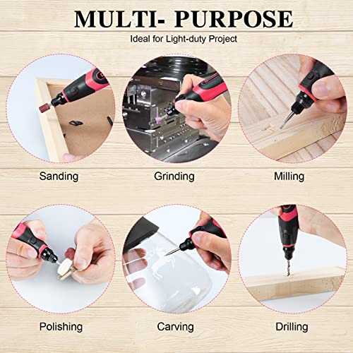 HARDELL Cordless Rotary Tool 4V, Upgrade Mini Rotary Tool Kit 18000 RPM with 74 Accessories, 3-Speed Multi-Purpose Rechargeable Rotary Tool for HARDELL