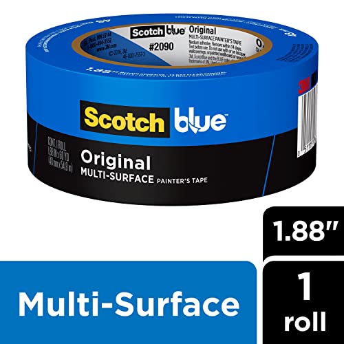 ScotchBlue Painter's Tape Original Multi-Surface Painter's Tape, 1.88 In. x 60 Yds, Blue, Paint Tape Protects Surfaces & Removes Easily, Painting ScotchBlue