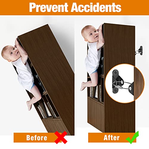 Ougourim Furniture Anchors (10 Packs) Anti Tip Furniture Anchors for Baby Proofing, Furniture Wall Anchor Earthquake Straps for Furniture Dresser Ougourim