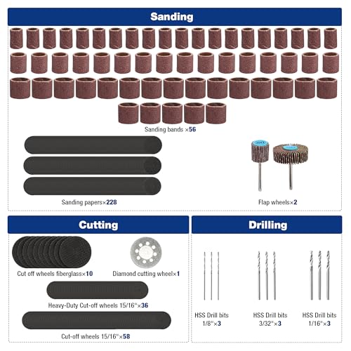 WORKPRO 476PCS Rotary Tool Accessories Kit, Rotary Tool Bits for Easy Cutting, Sanding, Grinding, Carving, Polishing, Drilling and Engraving WORKPRO