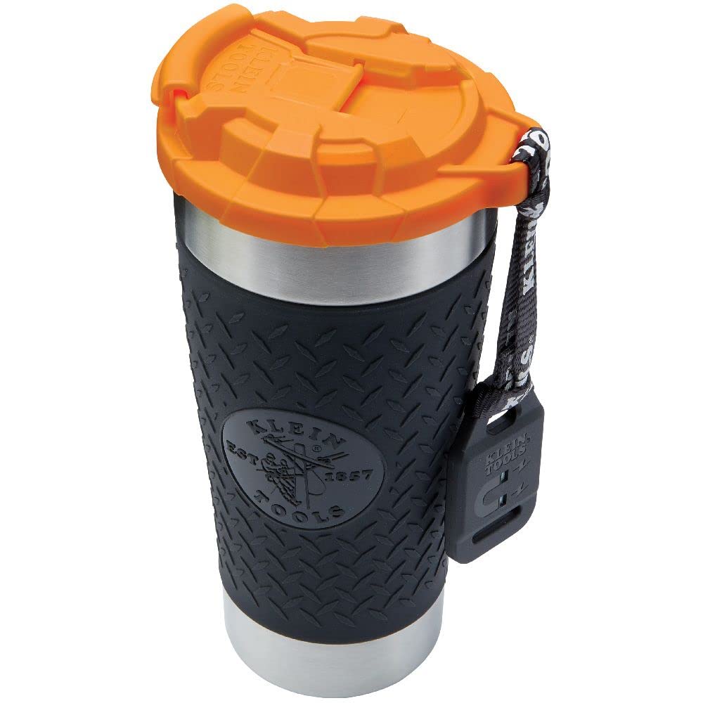 Klein Tools Bluetooth Jobsite Speaker with Magnet and Hook (AEPJS3) and Stainless Steel Tumbler with Flip-top Lid, Insulated 20 oz. Tradesman's Klein Tools