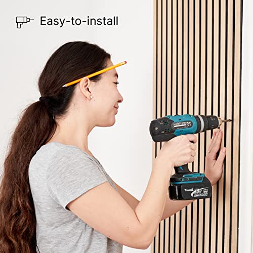 SLATPANEL Two Acoustic Wood Wall Veneer Slat Panels - Natural Oak | 94.49” x 12.6” Each | Soundproof Paneling | Wall Panels for Interior Wall Decor Slatpanel