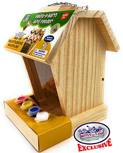 Mɑtty's Toy Stop Paint Your Own Deluxe Large 9" Wooden Bird Feeder (Includes 4 Paints & 1 Brush) Mɑtty's Toy Stop
