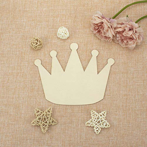JANOU 6pcs Crown Shaped Wood DIY Craft Cutouts Unfinished Wooden Blank Wood Embellishments Ornaments for Wedding Birthday Christmas Party Decoration, JANOU