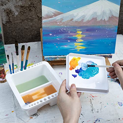 MyLifeUNIT Paint Brush Cleaner, Paint Brush Holder and Organizers for Acrylic, Watercolor, and Water-Based Paints (White) MyLifeUNIT