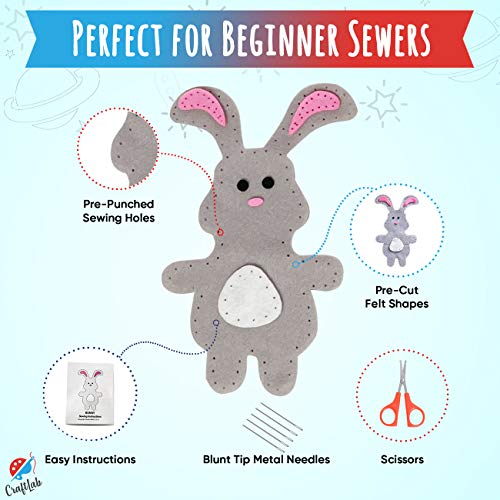 CraftLab Woodland Animals Kids Sewing Kit, Educational Arts & Craft Gift for Boys and Girls Ages 7 to 13 CraftLab