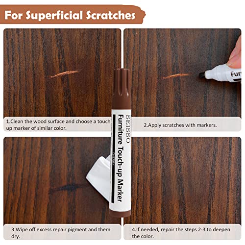 DEWEL Wood Furniture Repair Kit, New Upgrade Wood Fillers, Furniture Touch Up Markers, Wax Sticks, Wood Putty with Beeswax for Cracks, Wood Hole, DEWEL