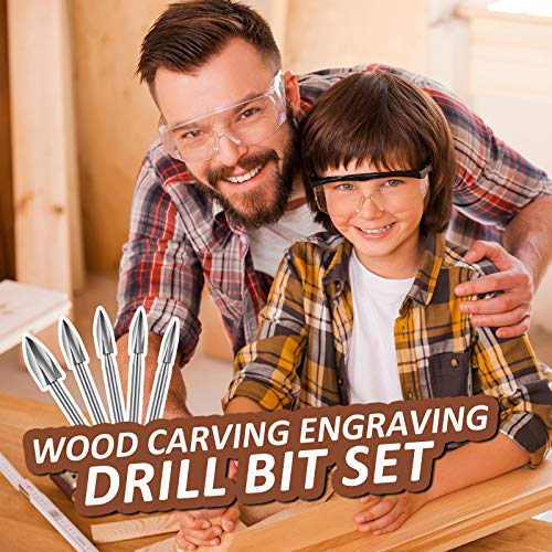 Honoson 15 Pieces Wood Carving and Engraving Drill Bit Set, Including Engraving Drill Accessories Bit and HSS Carbide Wood Milling Burrs for DIY Honoson