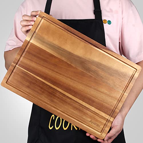 Handmade Acacia Wood Cutting Board Kitchen Fruit Rectangle Wooden Charcuterie Board Meats Cheese Boards Platter Butcher Block Serving Board Chopping Ayiaren