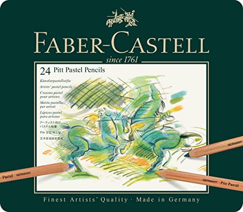 Faber-Castel FC112124 Pitt Pastel Pencils in A Metal Tin (24 Pack), Assorted Faber-Castell