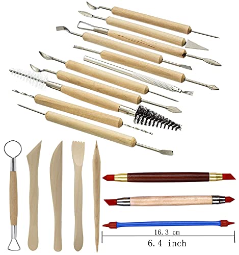 Augernis Pottery Sculpting Tools 32PCS Ceramic Clay Carving Tools Set for Beginners Expert Art Crafts Kid's After School Pottery Classes Club Augernis