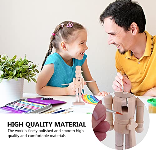 FOMIYES Unpainted Nutcracker,1 Set Unfinished Wood Nutcracker Ornaments to Paint Wooden Nutcracker Figurines DIY Craft with Wig Paint Brush Color DIY FOMIYES