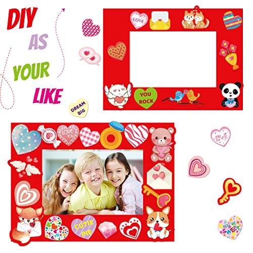 FANCY LAND Valentines Picture Frame Craft Kits for Kids with Conversation Heart for Valentine Class Game Activities 30 Pack FANCY LAND