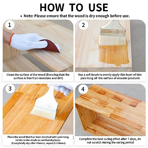 32 OZ Pure Tung Oil for Wood Finishing, Tung Oil Food Grade, Waterproof Wood Sealer for Indoor Outdoor Wood Products, Butcher Blocks, Cutting Boards Garifon