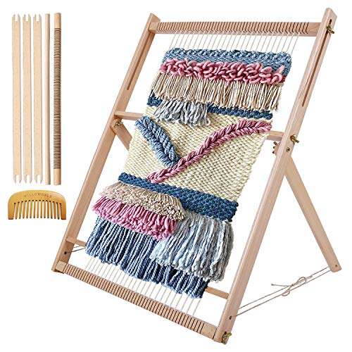 WILLOWDALE 25.2"H x 19.3"W Weaving Loom with Stand Wooden Multi-Craft Weaving Loom Arts & Crafts, Extra-Large Frame, Develops Creativity Weaving WILLOWDALE