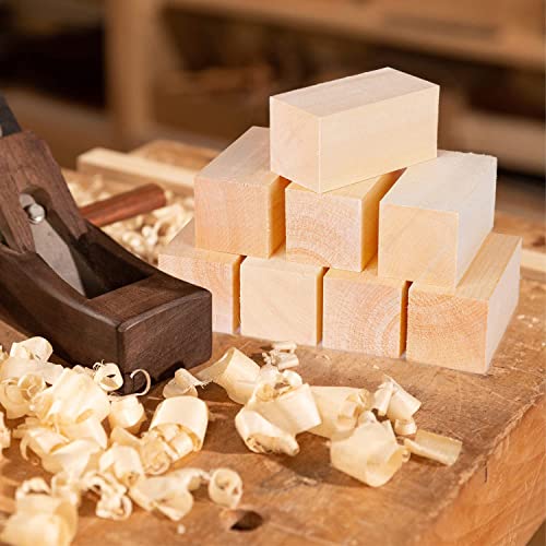 4 Inch Wood for Carving, 4 PCS Unfinished Wood Craft Cubes, Rectangular Wooden Blocks for DIY Carving, Large Unfinished Whittling Wood Blank Blocks WURONXIN