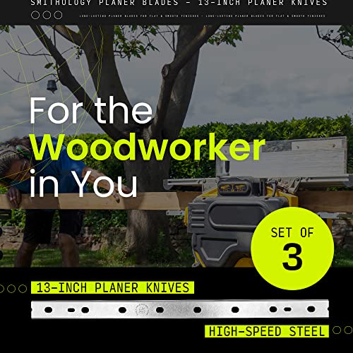 Smithology Planer Blades - 13-Inch Replacement Blades for DEWALT DW735 DW735X Planer (DW7352), Made of High-Speed Steel, Set of 3 Planer Knives, Smithology