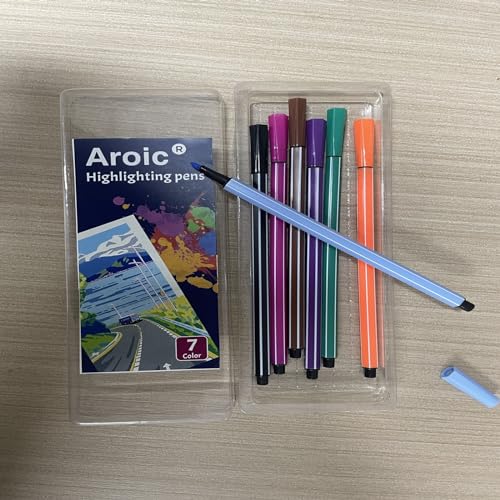 AROIC Highlighting Pens, Cue Highlighters, Markers, Aesthetic Highlighters For Note-Taking, College Prep School Office Supplies AROIC