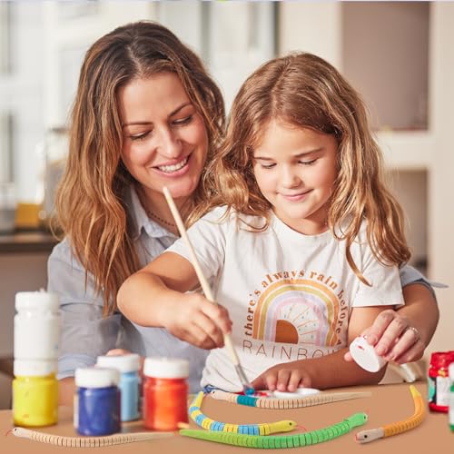 WOWOSS 10 Pcs Unfinished Wooden Wiggly Snakes Set, 12 inch Wooden Snakes Unfinished, Wooden Wiggly Snake, 12 Inch Natural Unpainted Flexible Timber WOWOSS