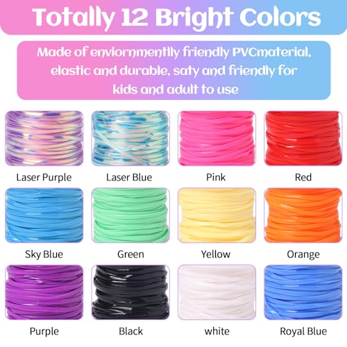 Candygirl Lanyard String, 12 Rolls Gimp String Plastic Lacing Cord Elastic String for Bracelet Keychains Boondoggle Making Kit DIY Craft Weaving Kit Candygirl