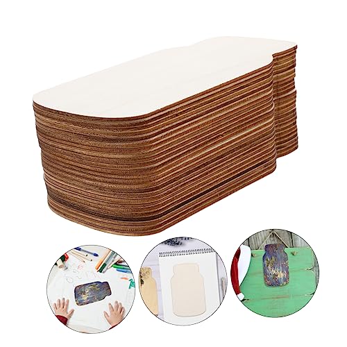 OHPHCALL 24pcs Board Signage Mason jar Wooden Pieces Unfinished Wood DIY Crafts Wooden Pendant Blank Wooden Sign Crafts Wood Ornaments for Crafts OHPHCALL