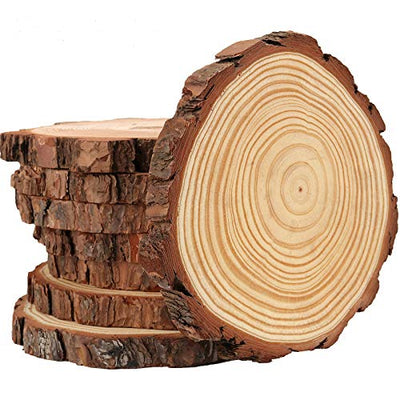 HOZEON 8 PCS 8-9 Inches Natural Wood Slices, Smooth Rustic Unfinished Wood Slices, Wood Slices for Crafts, Arts, Wedding Decoration, Christmas,