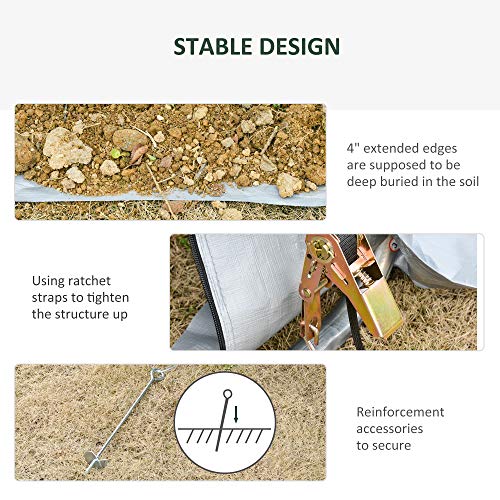 Outsunny 6' x 8' Carport Portable Garage, Heavy Duty Storage Tent, Patio Storage Shelter w/Anti-UV PE Cover and Double Zipper Doors, for Motorcycle Outsunny