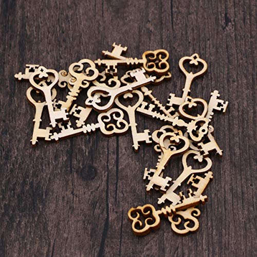 Amosfun 20 Pcs key keys for crafts wooden shapes wood santas slices blank log craft bookmarks embellishments replacement- Handmade Unfinished Wooden Amosfun